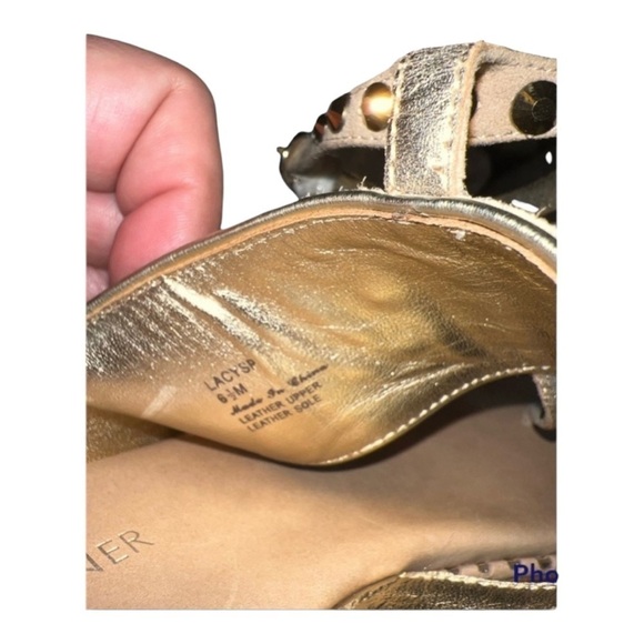 Donald J Pliner Lacy Light Bronze Metallic Studded Leather Sandals | Size 6.5 - Picture 6 of 6